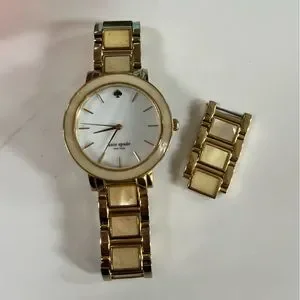Kate Spade Gold and Ivory Tortoise Watch Kate Spade Metro Gold-Tone Champagne Bottle Watch Beige Leather main image 3
